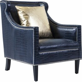 Pasargad Home Bergdorf Collection Leather Armchair Blue